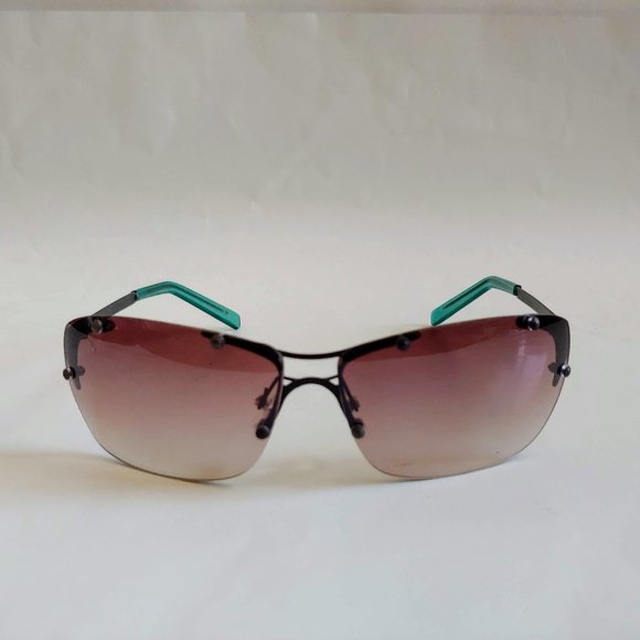 NWT Vintage 90' Mid-Rectangle Rimless Fashion Sunglasses (M.Black/Crystal Green) - Picture 1 of 4